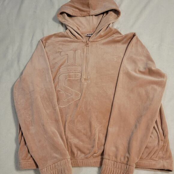 FILA Misty Rose Velour Quarter Zip Pullover Hoodie‎ Women's Size XL - Picture 3 of 16